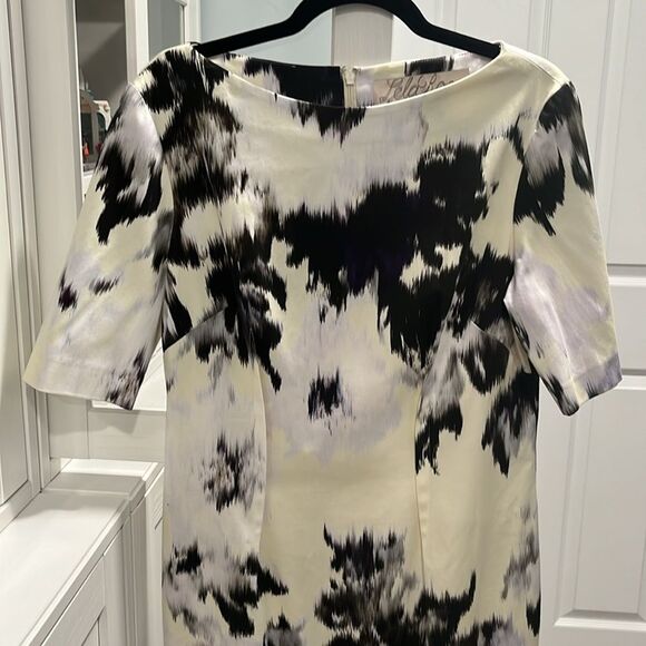 LELA ROSE Yellow, Black and Light Grey Tie Dye Knee Length Dress, Size 12 - Picture 2 of 13